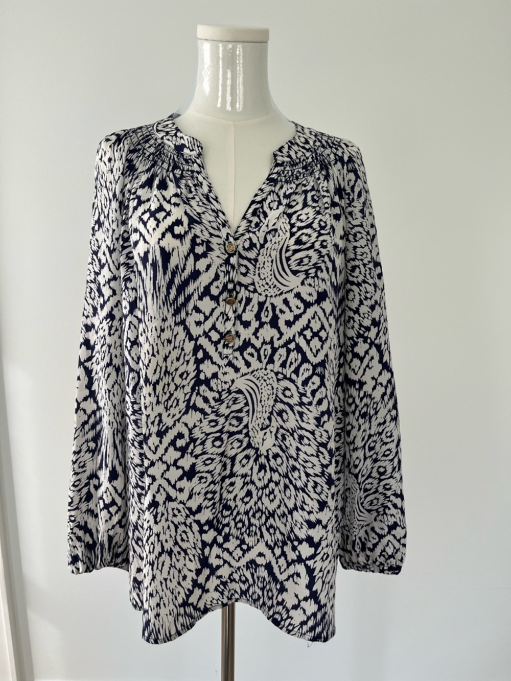 Lilly Pulitzer Black & White Printed Long-Sleeve Tunic